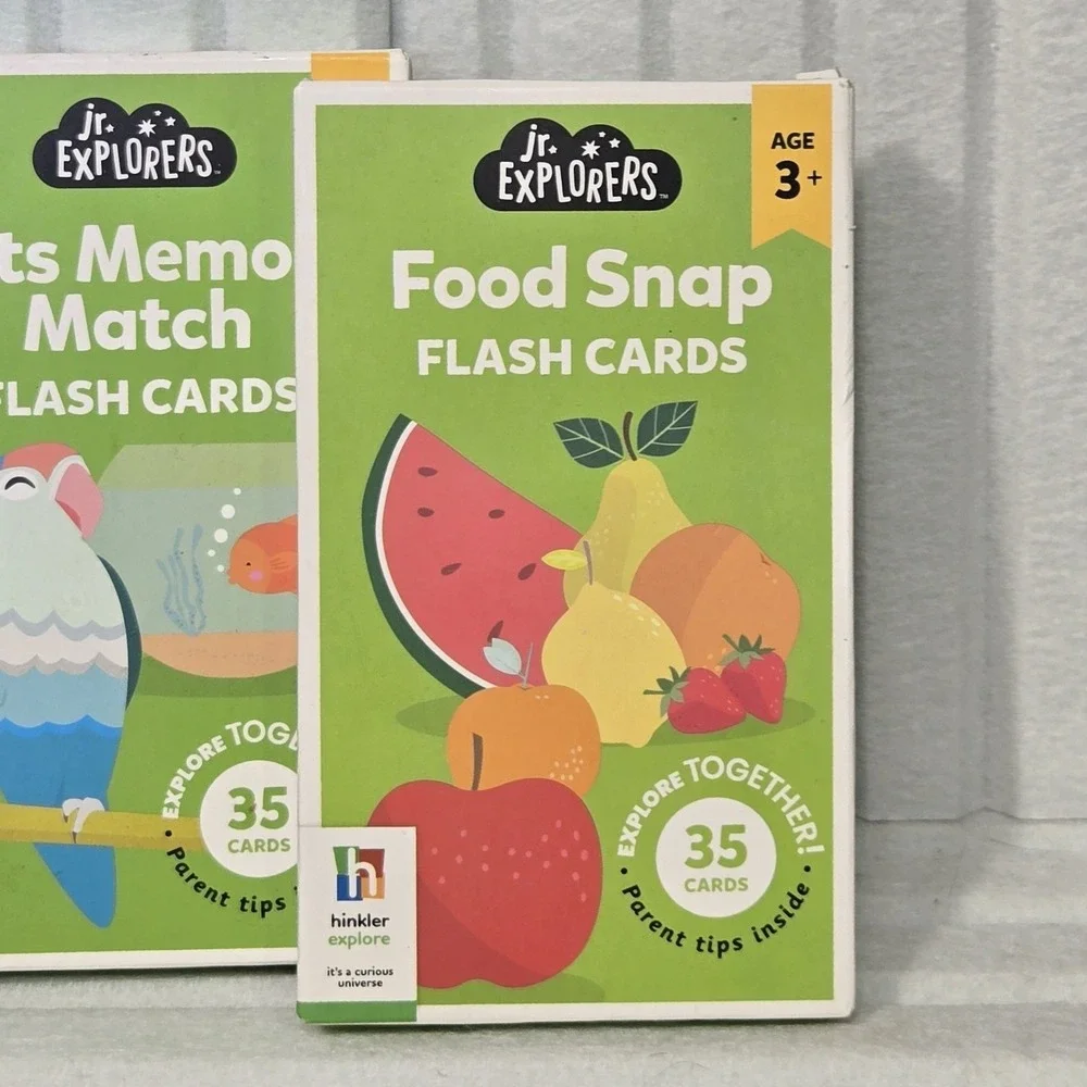 Jr Explorers Flash Cards Bundle Pets Memory Match Food Snap Kids Ages 3+ Hinkler